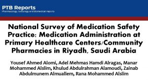 National Survey of Medication Safety Practice Medication Administration