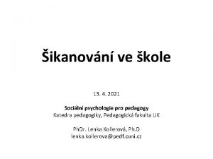 ikanovn ve kole 13 4 2021 Sociln psychologie