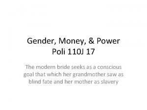 Gender Money Power Poli 110 J 17 The