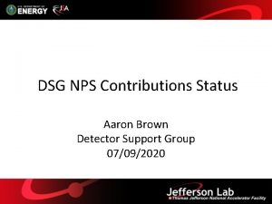 DSG NPS Contributions Status Aaron Brown Detector Support