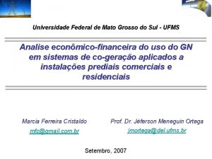 Universidade Federal de Mato Grosso do Sul UFMS
