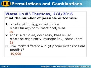 10 9 Permutations and Combinations Warm Up 3