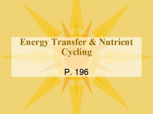 Energy Transfer Nutrient Cycling P 196 How is