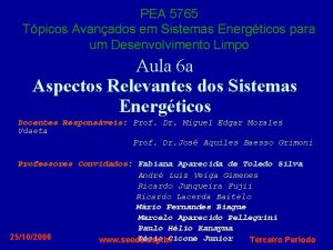 PEA 5765 Tpicos Avanados em Sistemas Energticos para