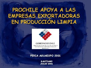 PROCHILE APOYA A LAS EMPRESAS EXPORTADORAS EN PRODUCCIN