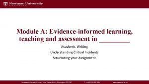 Module A Evidenceinformed learning teaching and assessment in