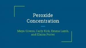 Peroxide Concentration Maya Givens Carly Kirk Emma Lamb