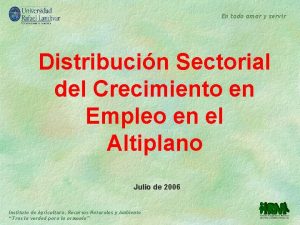 En todo amar y servir Distribucin Sectorial del