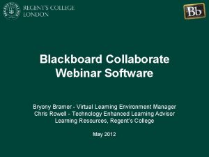 Blackboard Collaborate Webinar Software Bryony Bramer Virtual Learning