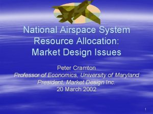 National Airspace System Resource Allocation Market Design Issues