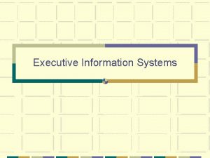 Executive Information Systems What Exactly is an EIS