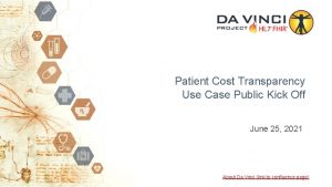 Patient Cost Transparency Use Case Public Kick Off