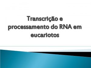 Transcrio e processamento do RNA em eucariotos Transcrio