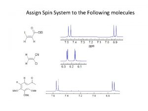 Assign Spin System to the Following molecules Assign