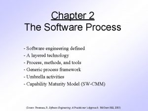 Chapter 2 The Software Process Software engineering defined