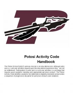 Potosi Activity Code Handbook The Potosi School Districts