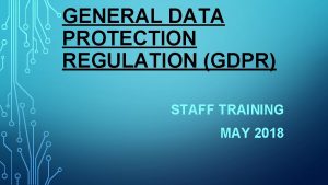 GENERAL DATA PROTECTION REGULATION GDPR STAFF TRAINING MAY