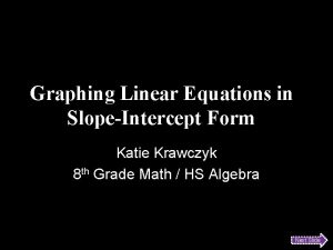 Graphing Linear Equations in SlopeIntercept Form Katie Krawczyk