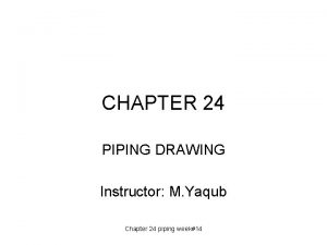 CHAPTER 24 PIPING DRAWING Instructor M Yaqub Chapter