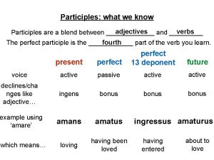 Participles what we know verbs adjectives and Participles