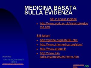 MEDICINA BASATA SULLA EVIDENZA n 26012022 G M