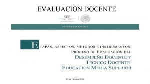 EVALUACIN DOCENTE ETAPA TRES Evaluacin de conocimientos actualizados