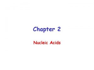 Chapter 2 Nucleic Acids Nucleic Acids Are Essential