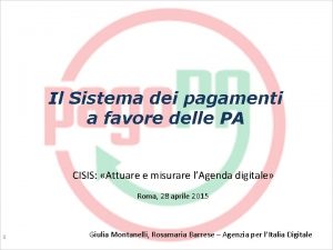 Il Sistema dei pagamenti a favore delle PA