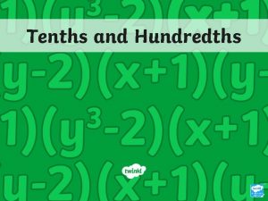 Tenths and Hundredths To recognise decimal equivalents for