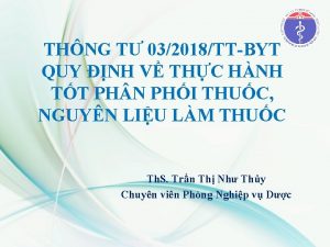 THNG T 032018TTBYT QUY NH V THC HNH