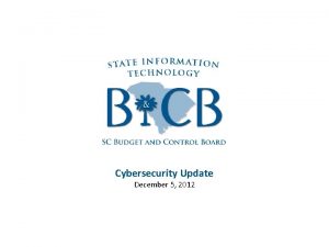Cybersecurity Update December 5 2012 Agenda Cybersecurity A