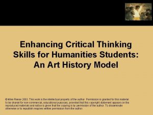 Enhancing Critical Thinking Skills for Humanities Students An