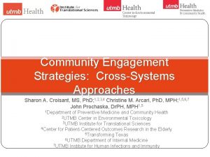 Community Engagement Strategies CrossSystems Approaches Sharon A Croisant