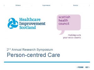 2 nd Annual Research Symposium Personcentred Care HELLO