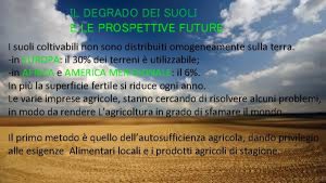 IL DEGRADO DEI SUOLI E LE PROSPETTIVE FUTURE