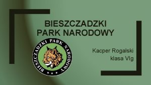 BIESZCZADZKI PARK NARODOWY Kacper Rogalski klasa VIg Mapa