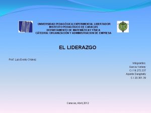 UNIVERSIDAD PEDAGGICA EXPERIMENTAL LIBERTADOR INSTITUTO PEDAGGICO DE CARACAS