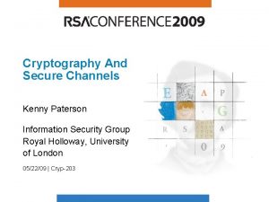 Cryptography And Secure Channels Kenny Paterson Information Security