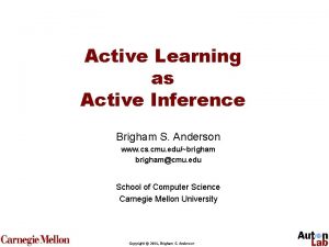 Active Learning as Active Inference Brigham S Anderson