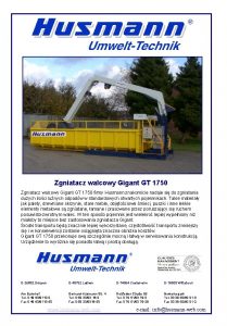 Zgniatacz walcowy Gigant GT 1750 firmy Husmann znakomicie