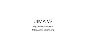 UIMA V 3 Programmers Solutions https uima apache