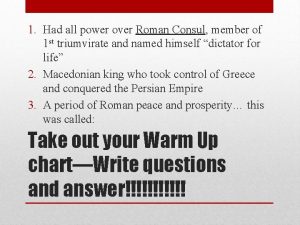 1 Had all power over Roman Consul member