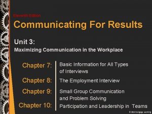 Eleventh Edition Communicating For Results Unit 3 Maximizing