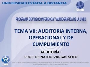 TEMA VII AUDITORIA INTERNA OPERACIONAL Y DE CUMPLIMIENTO