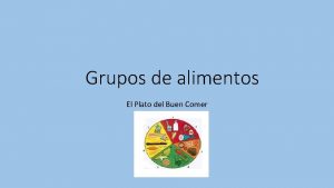 Grupos de alimentos El Plato del Buen Comer