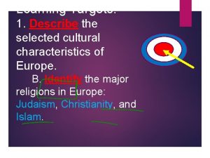 Learning Targets 1 Describe the selected cultural characteristics