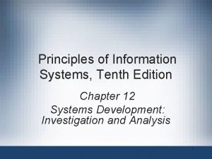 Principles of Information Systems Tenth Edition Chapter 12