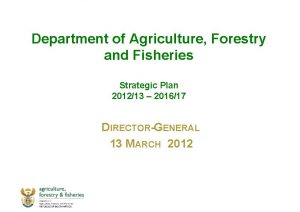 Department of Agriculture Forestry and Fisheries Strategic Plan