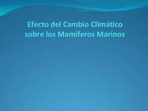 Efecto del Cambio Climtico sobre los Mamferos Marinos