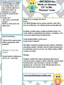 Spelling Words for January 23 rd spelling test